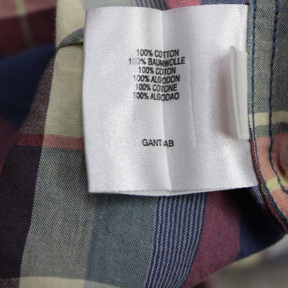 GANT Rugger Shirt Mens Large Red/Blue Plaid E-Z Fit Cotton Long Sleeve Button - Picture 11 of 16